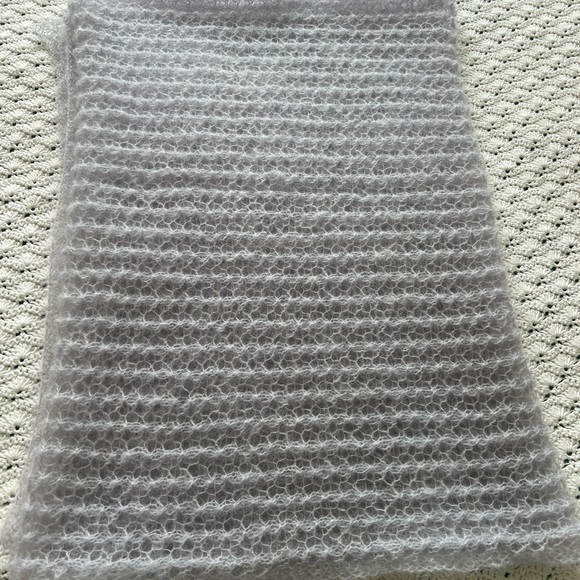 Hand Knitted Delicate Kid Mohair Silver - Blue Scarf/ Shawl. - Picture 4 of 5